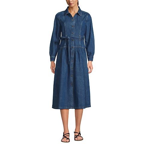 Женские платья Lands' End Denim Button Front Midi Shirt Dress