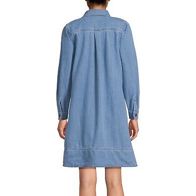 Women's Lands' End Lightweight Denim Popover At the Knee Dress