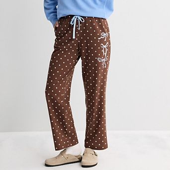 Juniors' Polka Dot Pants with Bow Detail