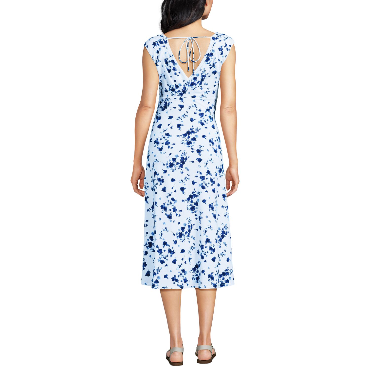 Женское платье Lands' End Off-The-Shoulder Wrap Midi, цвет: Чёрный — фото 2