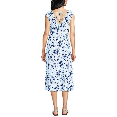 Women's Lands' End Off-The-Shoulder Wrap Midi Dress
