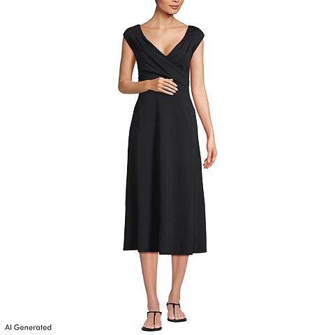 Женские платья Lands' End Off-The-Shoulder Wrap Midi Dress