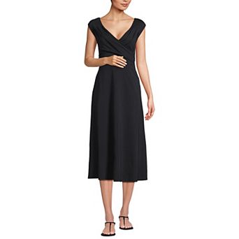 Women's Lands' End Off-The-Shoulder Wrap Midi Dress