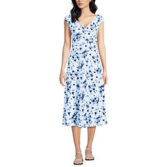 Women's Lands' End Off-The-Shoulder Wrap Midi Dress