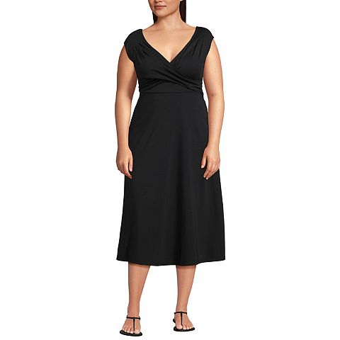 Женские платья Lands' End Plus Size Lands' End Off-The-Shoulder Wrap Midi Dress