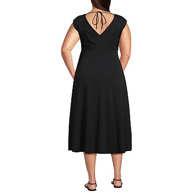 Plus Size Lands' End Off-The-Shoulder Wrap Midi Dress