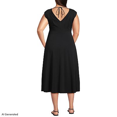 lands end off shoulder dress Lands' End Women's Cotton Modal Off the Shoulder Wrap Midi Dress