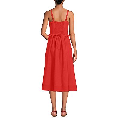 Women's Lands' End Linen Blend Pintuck Tank Top Midi Dress