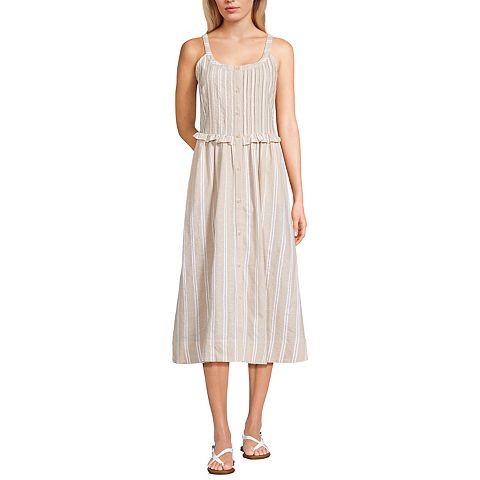 Женские платья Lands' End Linen Blend Pintuck Tank Top Midi Dress