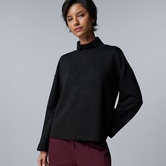 Women's Simply Vera Vera Wang Mock Neck Luxe Cozy Knit Pullover