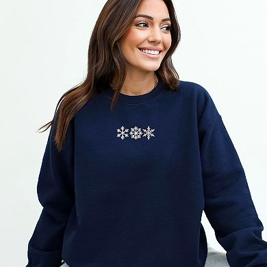 Embroidered 3 Snowflakes - Women's Graphic Sweatshirt