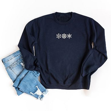 Embroidered 3 Snowflakes - Women's Graphic Sweatshirt