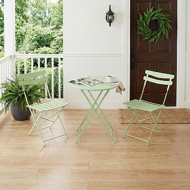 3-Piece Bistro Set, Steel Frame Space-Saving Folding Patio Furniture with 2 Chairs & Bistro Table