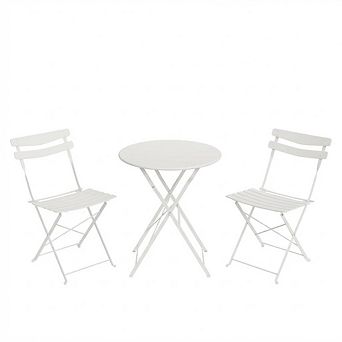 3 pc Bistro Set, Steel Frame Space-Saving Folding Patio Furniture with 2 Chairs & Bistro Table