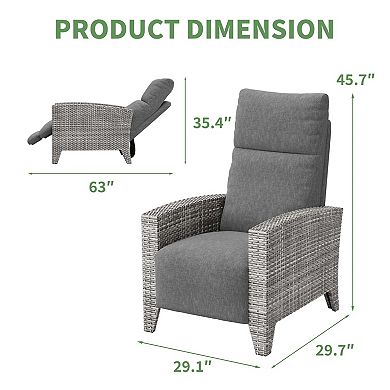 Outdoor Wicker Reclining Chaise Lounge Chair with Backrest & Footrest