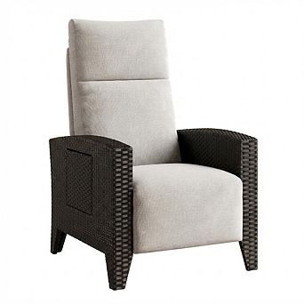 Outdoor Wicker Reclining Chaise Lounge Chair with Backrest & Footrest