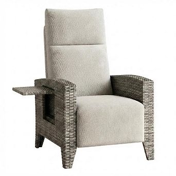 Outdoor Wicker Reclining Chaise Lounge Chair with Backrest & Footrest