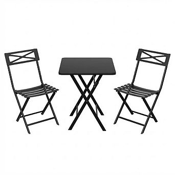 3 pc Patio Bistro Set, Folding Outdoor Furniture, Portable Balcony & Garden Table Chair Set