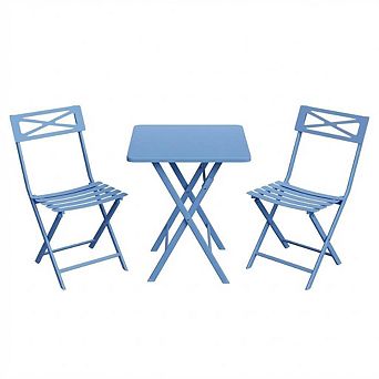 3 pc Patio Bistro Set, Folding Outdoor Furniture, Portable Balcony & Garden Table Chair Set