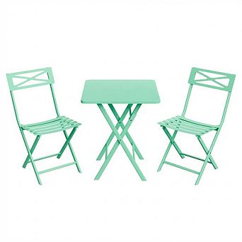 3 pc Patio Bistro Set, Folding Outdoor Furniture, Portable Balcony & Garden Table Chair Set