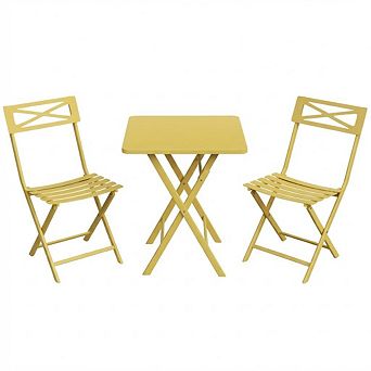 3 pc Patio Bistro Set, Folding Outdoor Furniture, Portable Balcony & Garden Table Chair Set