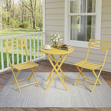 3-Piece Folding Patio Bistro Set, Foldable Outdoor Table and 2 Chairs with Premium Frame