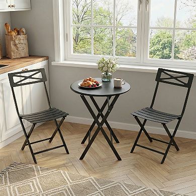3-Piece Folding Patio Bistro Set, Foldable Outdoor Table and 2 Chairs with Premium Frame