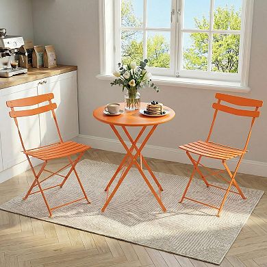 Bistro Table and Chairs set, 3-Pieces Patio Bistro Set, Folding Design, No Assembly Need