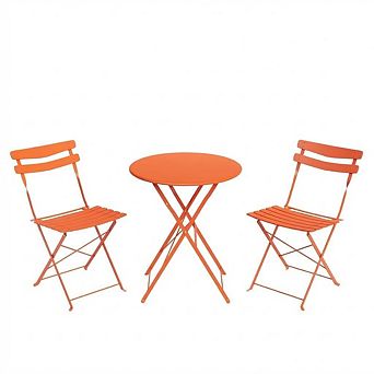 Bistro Table and Chairs set, 3 pc Patio Bistro Set, Folding Design, No Assembly Need
