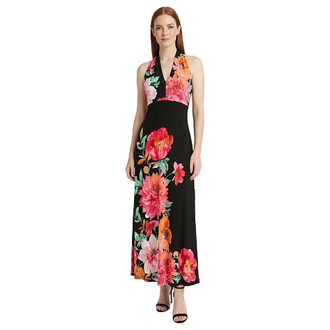 Женские платья London Women's London Times Halter V-Neck Maxi Dress