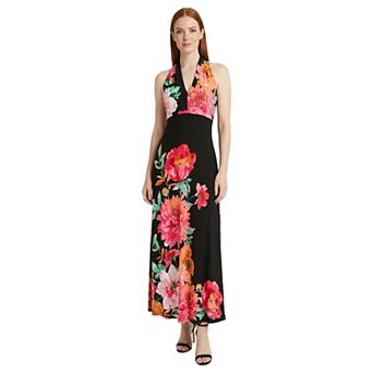 Women's London Times Halter V-Neck Maxi Dress