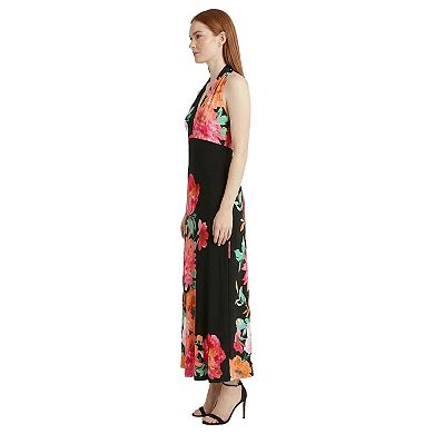 Women's London Times Halter V-Neck Maxi Dress
