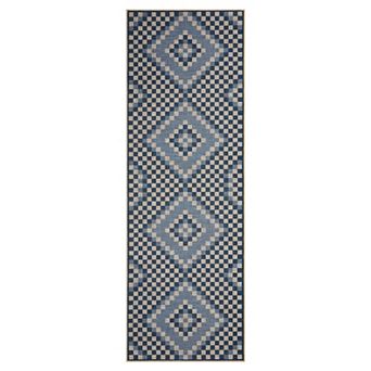 Linen Look Printed Area Rug with Polyester Washable Backing, Foldable Indoor Decorative Carpet