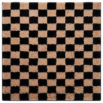 Plush Checkerboard Area Rug for Living Room Bedroom, Modern Shag Rug, Home Decor, Anti-Slip