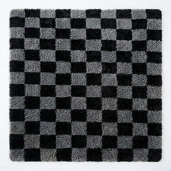 Plush Checkerboard Area Rug for Living Room Bedroom, Modern Shag Rug, Home Decor, Anti-Slip