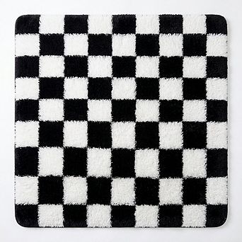 Plush Checkerboard Area Rug for Living Room Bedroom, Modern Shag Rug, Home Decor, Anti-Slip