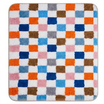 Plush Checkerboard Area Rug for Living Room Bedroom, Modern Shag Rug, Home Decor, Anti-Slip