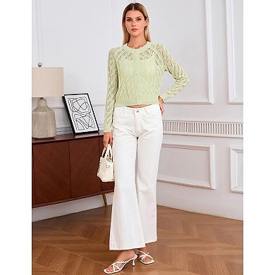 Women Lightweight Sheer Long Sleeve Button Solid Cardigan