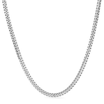 Pori Jeweler 925 Sterling Silver Miami Cuban Chain Necklace 3.5mm 16-24 Inches