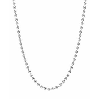 Pori Jeweler 925 Sterling Silver Bead Diamond Cut Chain Necklace 1.8mm 16-20 Inches