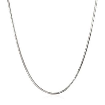 Pori Jeweler 925 Sterling Silver Square Diamond Cut Snake Chain Necklace 0.9mm 16-24 Inches