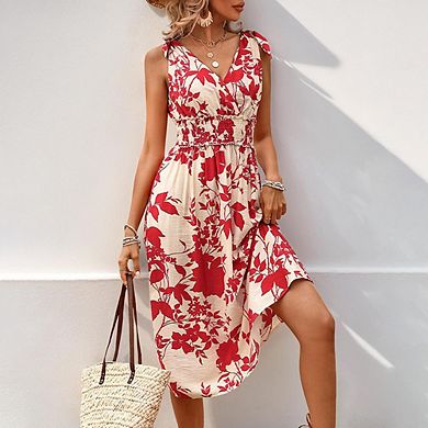 Women's V-Neck Backless Sleeveless Dress - Adjustable Spaghetti Strap A-Line Mini Dress