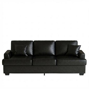 Modern Deep Seat Couch with 2 Throw Pillows, Upholstered Cushion & Removable Cover, Comfy Couch