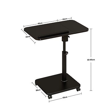 C-Shaped Table End Table with Wheels - Height Adjustable Mobile Standing Desk for Home Office