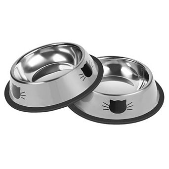 Small Steel Cat Dish Set