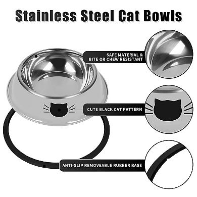 Small Steel Cat Dish Set