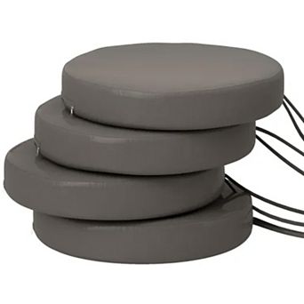 Set of 4 Round Chair Cushions, 15"x15"x2.8" Thick Seat Cushions with Removable Cover & Ties for Home