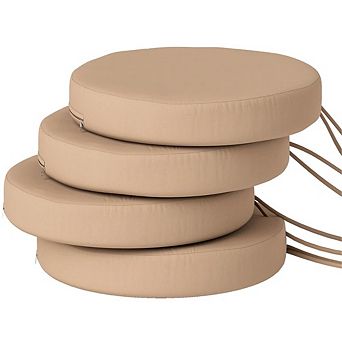 Set of 4 Round Chair Cushions, 15"x15"x2.8" Thick Seat Cushions with Removable Cover & Ties for Home