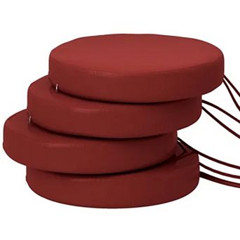 Set of 4 Round Chair Cushions, 15"x15"x2.8" Thick Seat Cushions with Removable Cover & Ties for Home