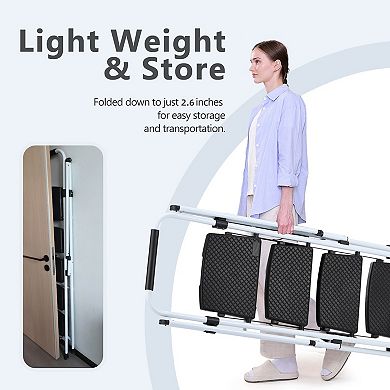 4 Step Ladder with Handrails, 500LBS Folding Step Stool, NonSlip Side Armrests Large Pedal Area